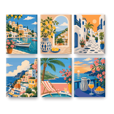 6 Mini Tableaux - Ensemble Rêve Méditerranéen