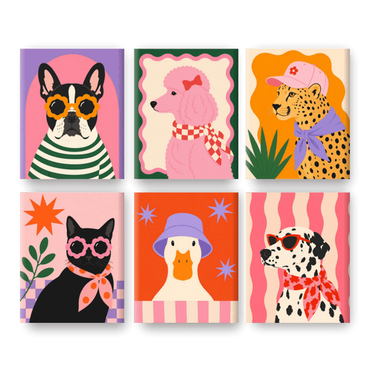 6 Mini Paintings - Glamour Pets Set- Paint by Numbers