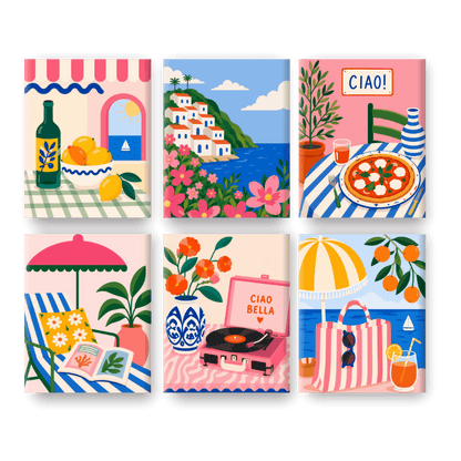 6 Mini Paintings - Beach Day Set - Paint by numbers