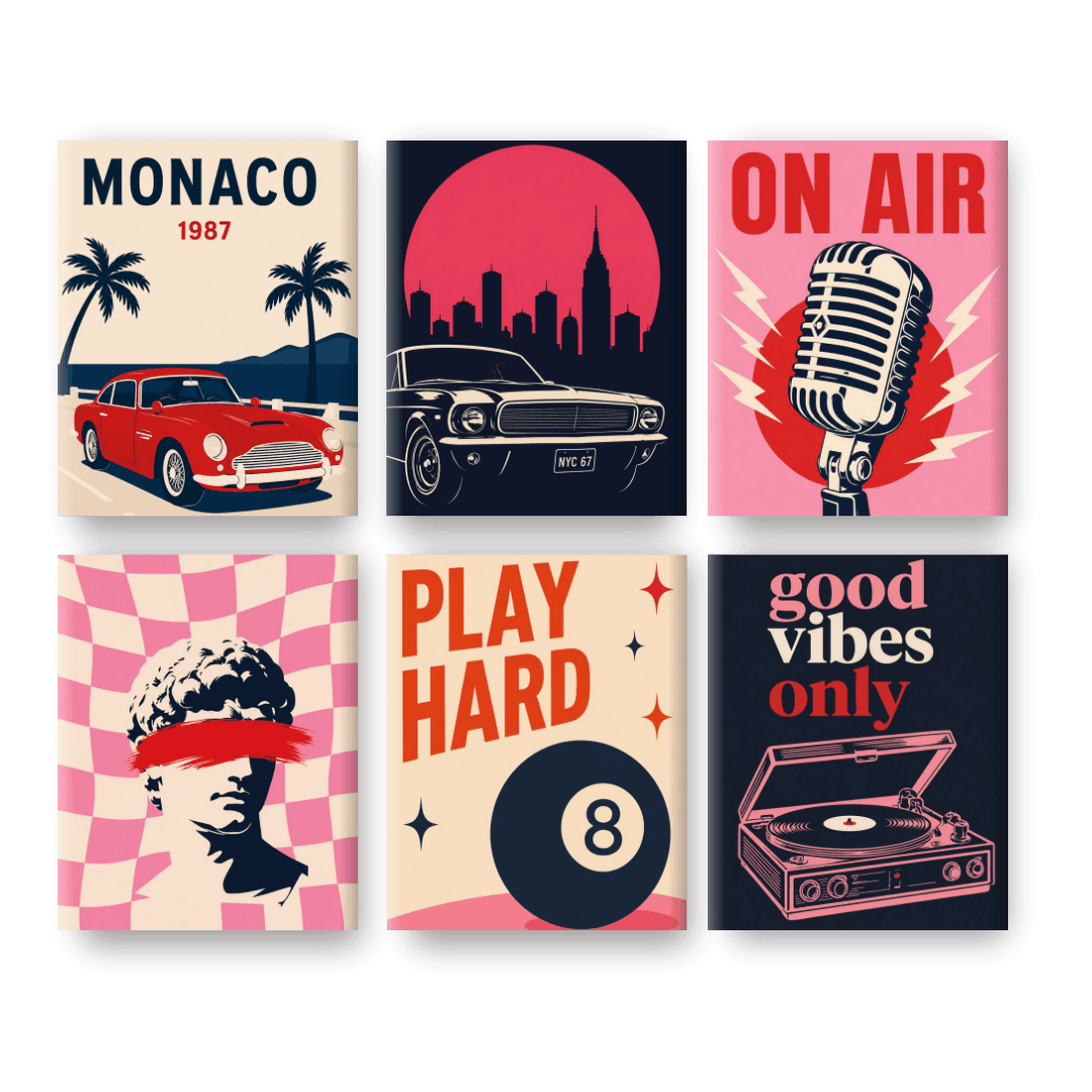 6 Mini Paintings - Classic Vibes Set- Paint by Numbers