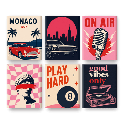 6 Mini Paintings - Classic Vibes Set- Paint by Numbers