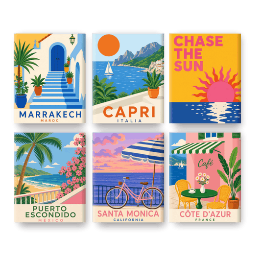 6 Mini-tableaux - Ensemble Bon Voyage - Peinture à numéros