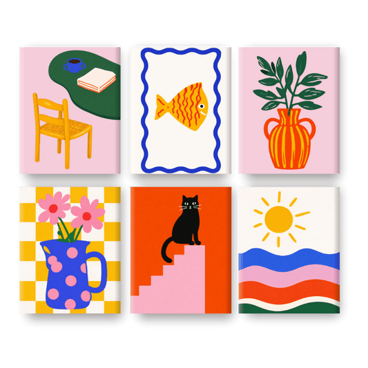 6 Mini Paintings - Modern Mediterranean Set- Paint by Numbers