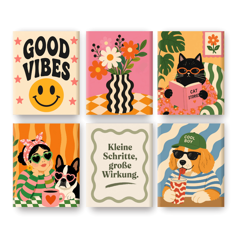 6 Mini Paintings - Animal Stories Set- Paint by Numbers