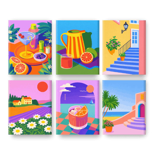 6 Mini Paintings - Vivid Summer Set- Paint by Numbers