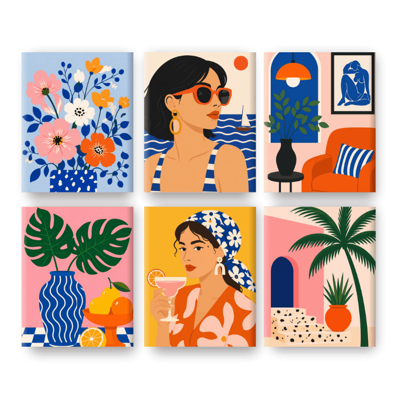 6 Mini Paintings - Sun-Kissed Set- Paint by Numbers