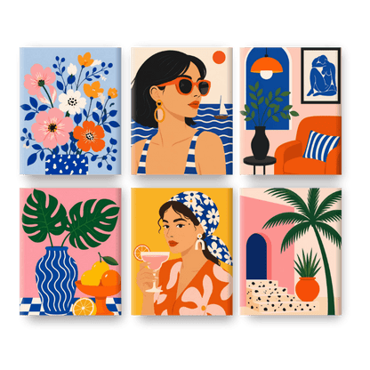 6 Mini Paintings - Sun-Kissed Set- Paint by Numbers