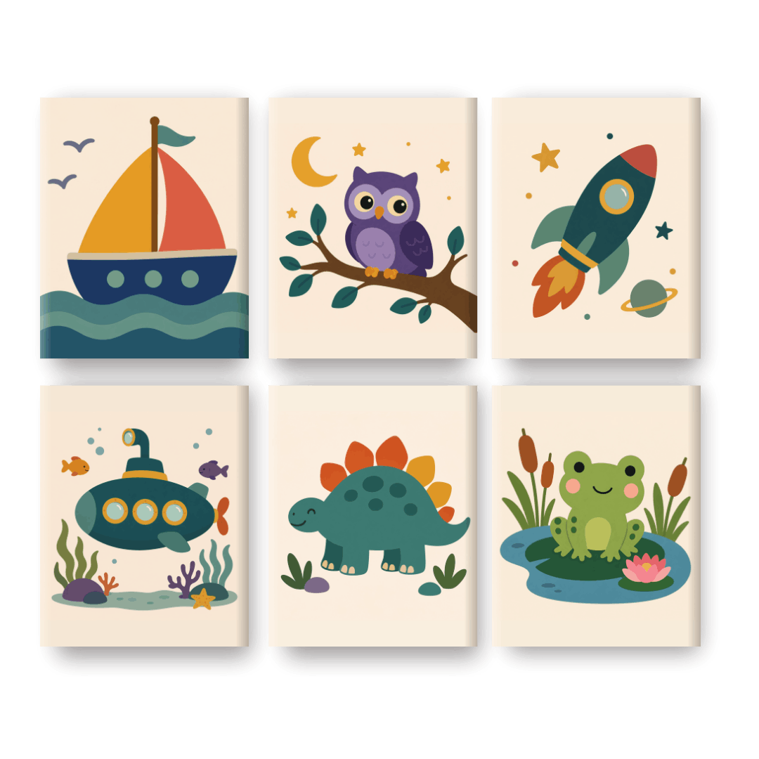 6 Mini Paintings - Little Adventurers Set- Paint by Numbers