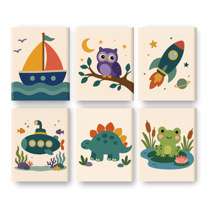 6 Mini Paintings - Little Adventurers Set- Paint by Numbers