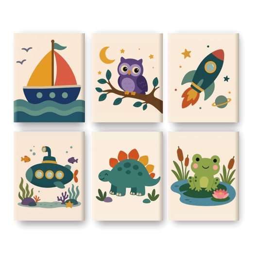 6 Mini Paintings - Little Adventurers Set- Paint by Numbers