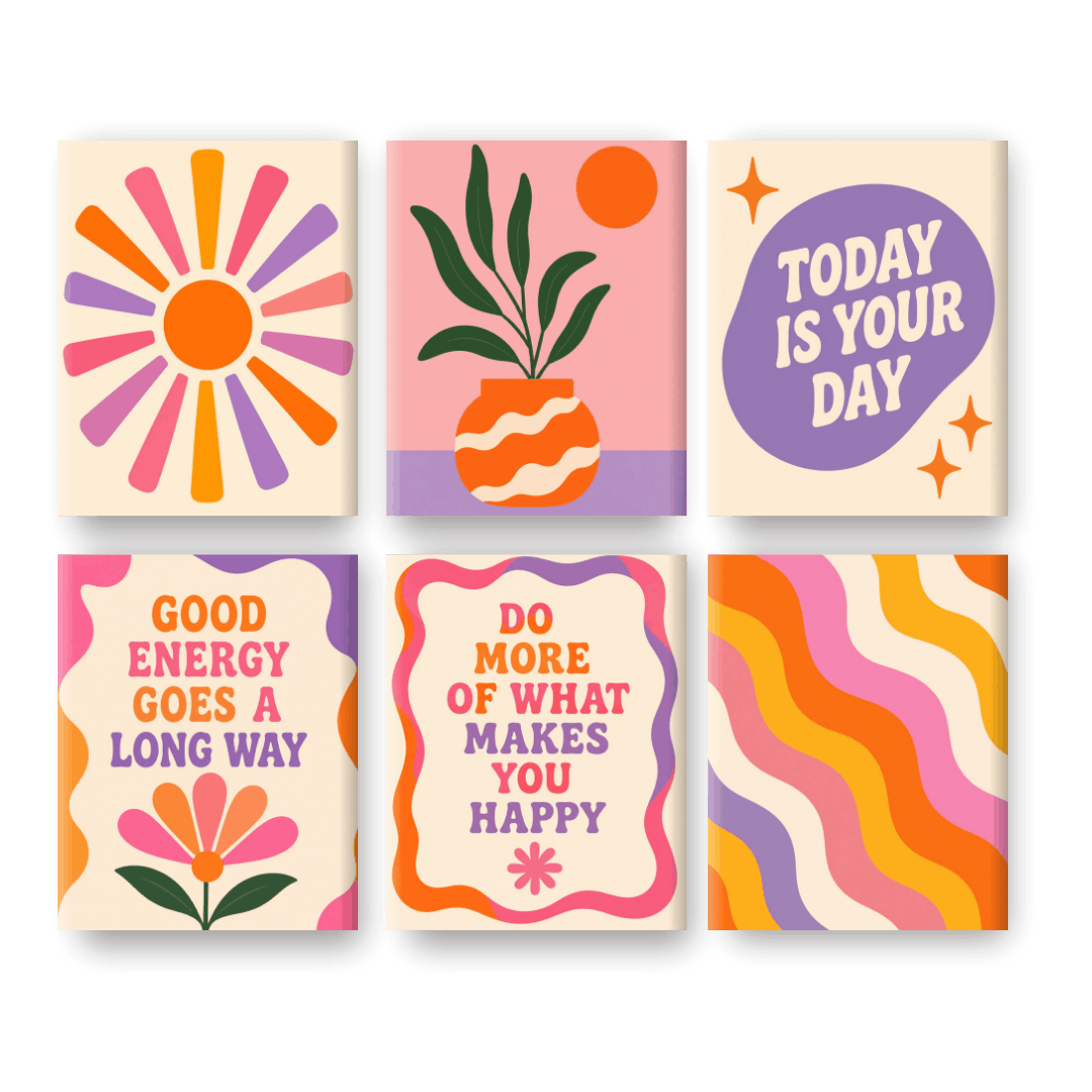 6 Mini Paintings - Good Energy Set- Paint by Numbers