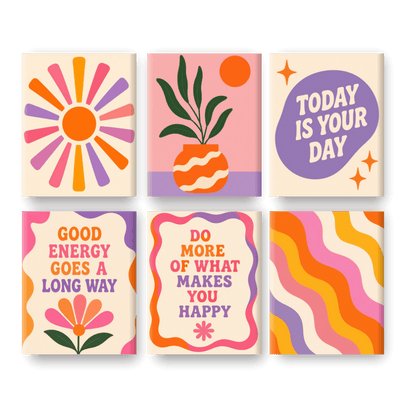 6 Mini Paintings - Good Energy Set- Paint by Numbers