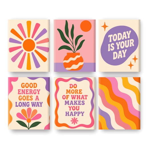 6 Mini Paintings - Good Energy Set- Paint by Numbers