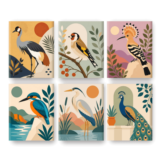6 Mini Paintings - Majestic Birds Set- Paint by Numbers