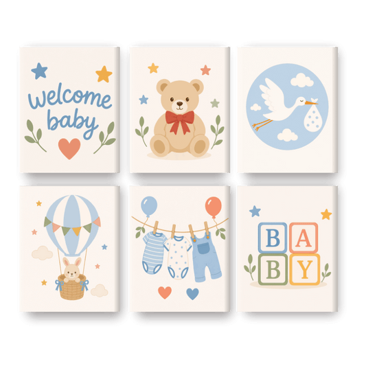 6 Mini Paintings - Welcome Baby Set- Paint by Numbers