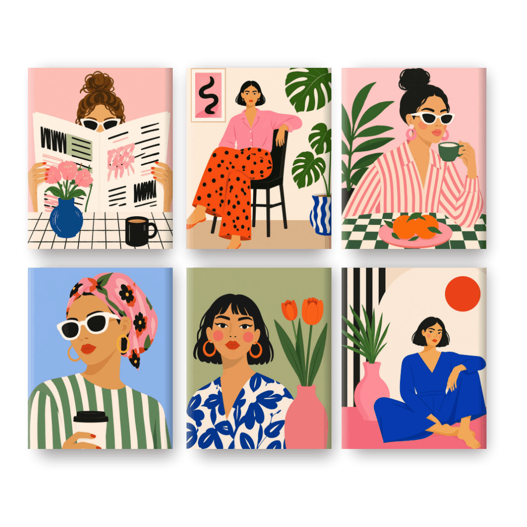 6 Mini Paintings - Femme Forte Set- Paint by Numbers
