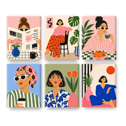 6 Mini Paintings - Femme Forte Set- Paint by Numbers