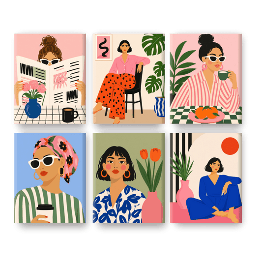 6 Mini Paintings - Femme Forte Set- Paint by Numbers