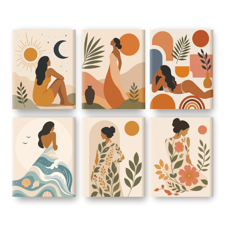 6 Mini Paintings - Natural Beauty Set - Paint by numbers