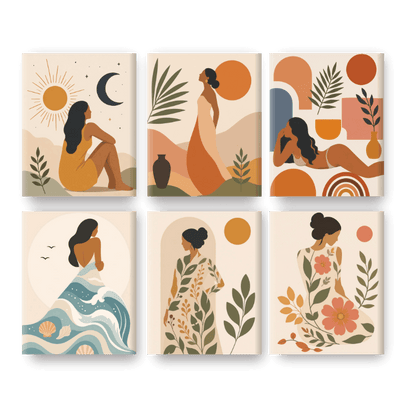 6 Mini Paintings - Natural Beauty Set - Paint by numbers