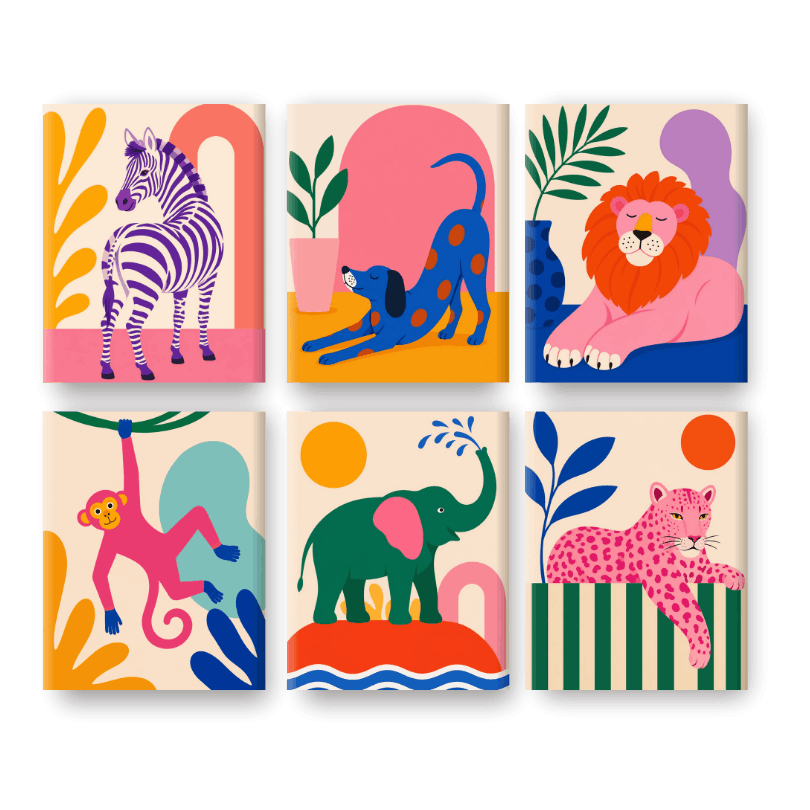 6 Mini Paintings - Wild & Bold Set- Paint by Numbers