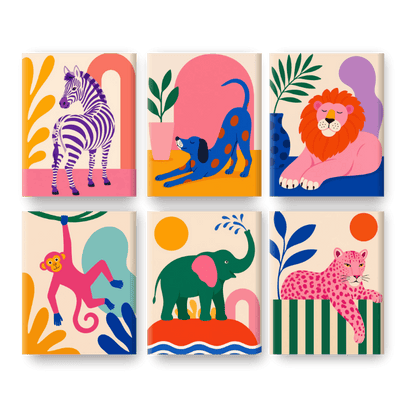 6 Mini Paintings - Wild & Bold Set- Paint by Numbers