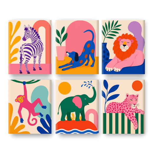 6 Mini Paintings - Wild & Bold Set- Paint by Numbers
