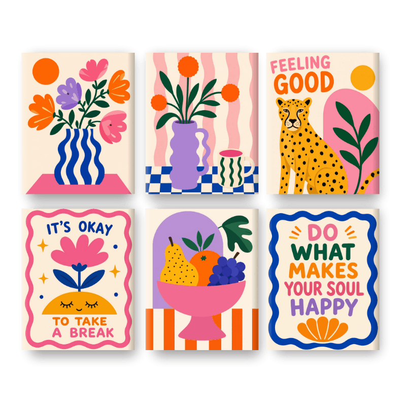 6 Mini Paintings - Good Feeling Set- Paint by Numbers