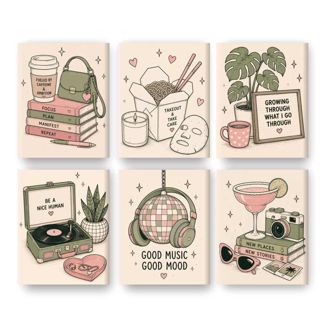 6 Mini Paintings - Self Care Set- Paint by Numbers