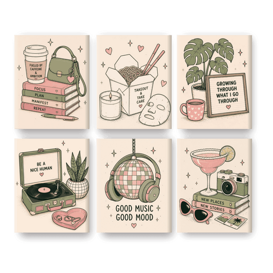 6 Mini Paintings - Self Care Set- Paint by Numbers