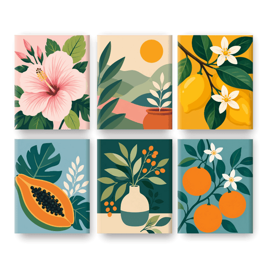 6 Mini Paintings - Fresh Botanicals Set- Paint by Numbers