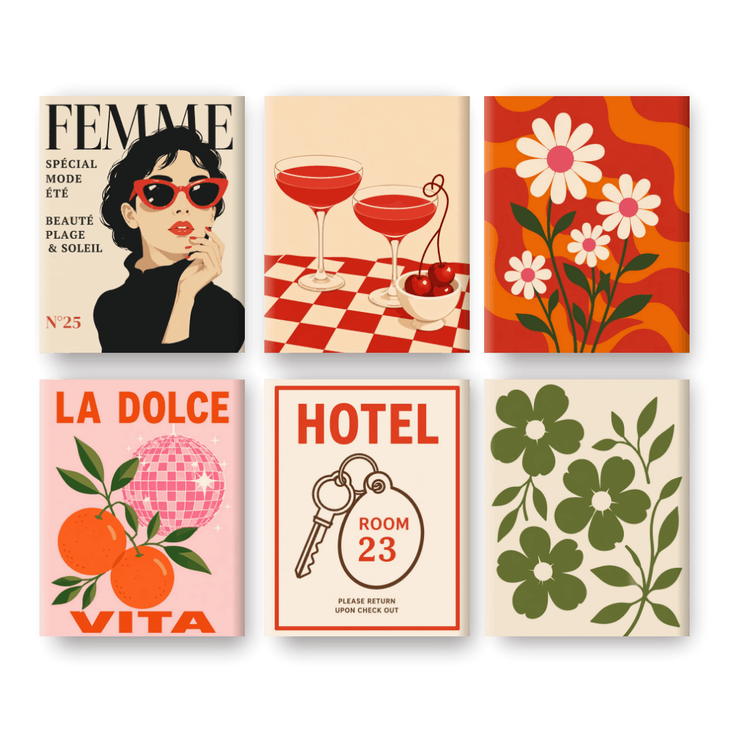 6 Mini Paintings - Joie de Vivre Set- Paint by Numbers