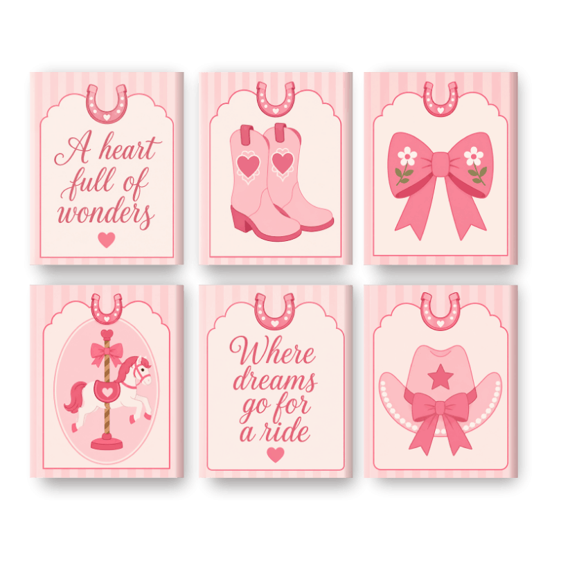 6 Mini Paintings - Cowgirl Set- Paint by Numbers
