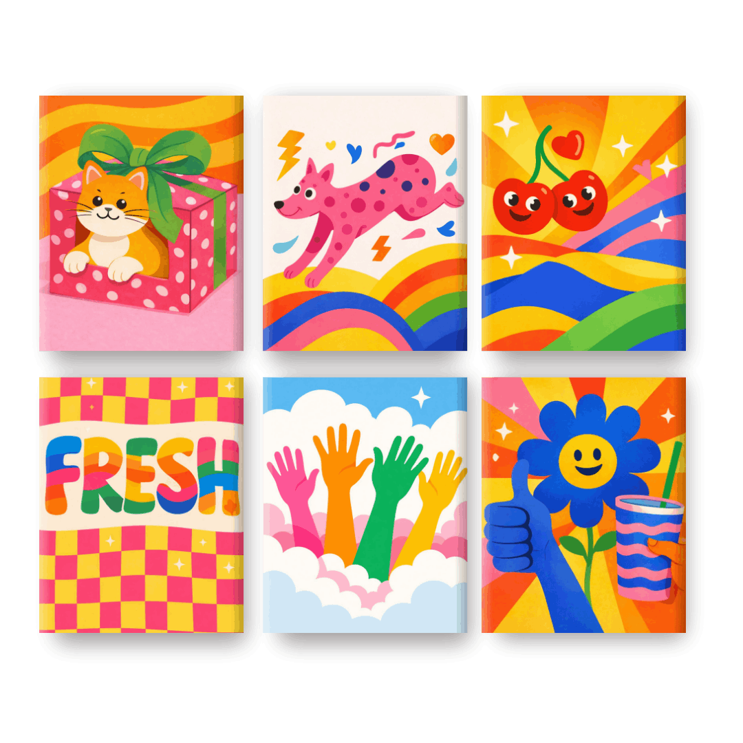 6 Mini Paintings - Rainbow Pop Set- Paint by Numbers