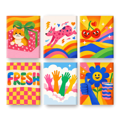 6 Mini Paintings - Rainbow Pop Set- Paint by Numbers