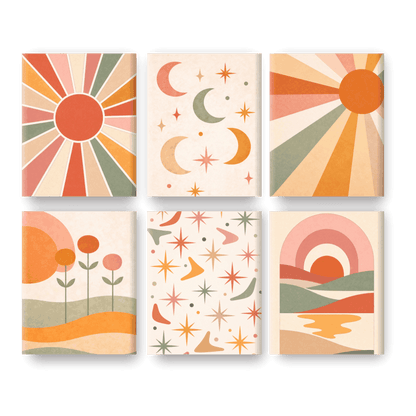 6 Mini Paintings - Boho Sunset Set- Paint by Numbers