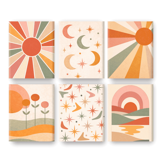6 Mini Paintings - Boho Sunset Set- Paint by Numbers