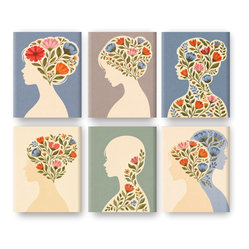 6 Mini Paintings - Flower Mind Set- Paint by Numbers