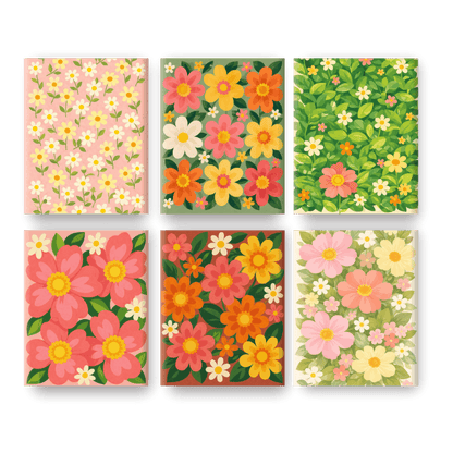 6 Mini Paintings - Vivid Flowers Set- Paint by Numbers