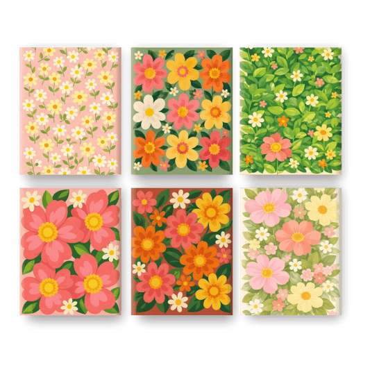 6 Mini Paintings - Vivid Flowers Set- Paint by Numbers