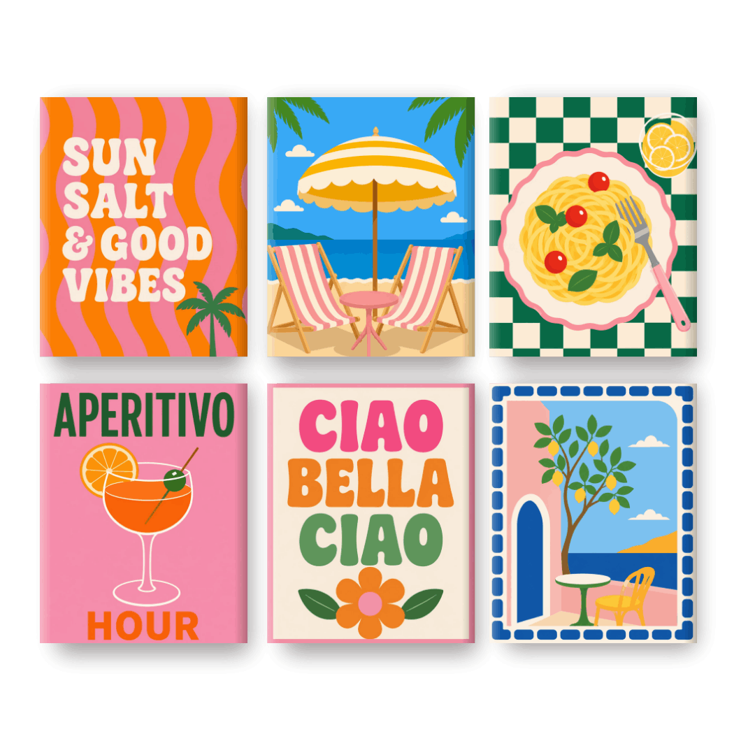 6 Mini Paintings - Amalfi Escape Set- Paint by Numbers