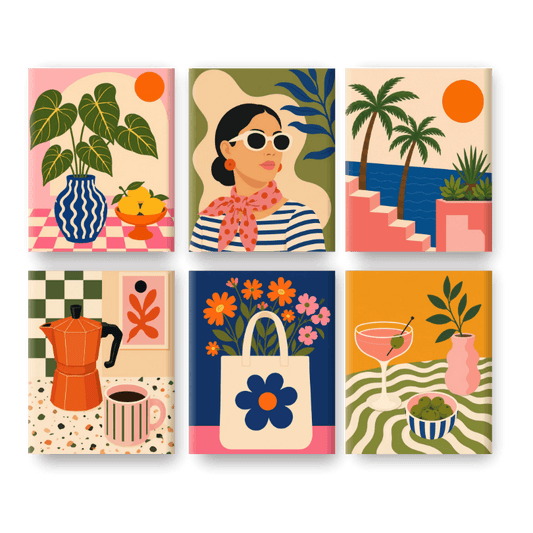 6 Mini-tableaux - Ensemble Matin Moka- Peinture à numéros