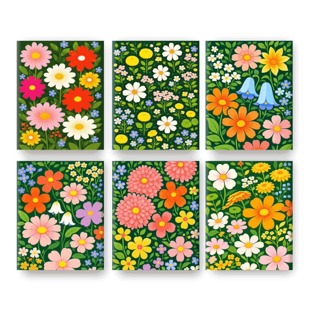 6 Mini Paintings - Flower Field Set- Paint by Numbers