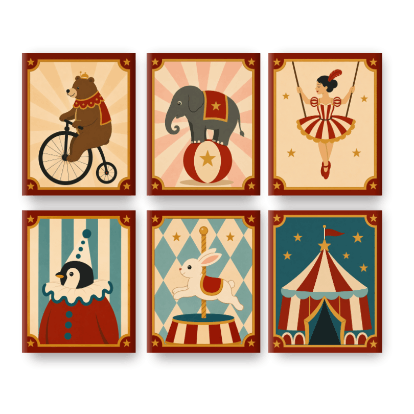 6 Mini Paintings - Circus Set- Paint by Numbers