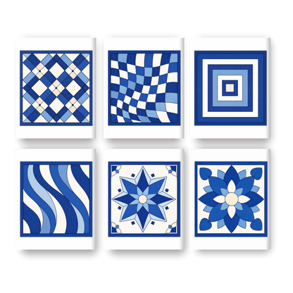 6 Mini Paintings - Delft Blue Patterns Set- Paint by Numbers