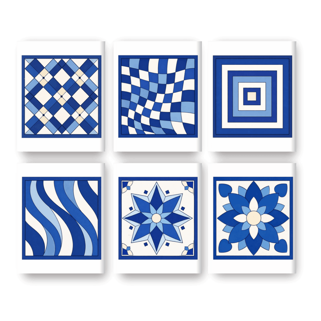 6 Mini Paintings Delft Blue Patterns Set Paint by numbers