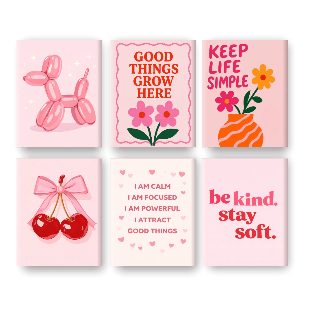 6 Mini Paintings - Pink Palette Set- Paint by Numbers
