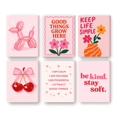 6 Mini Paintings - Pink Palette Set- Paint by Numbers