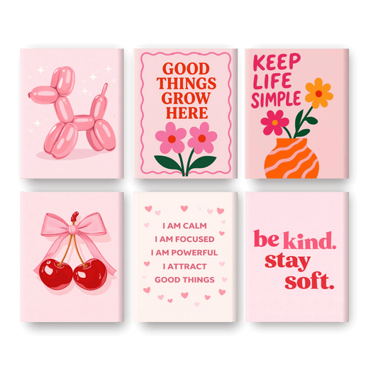 6 Mini Paintings - Pink Palette Set- Paint by Numbers