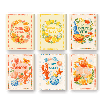 6 Mini Paintings - Limoncello & Aperol Set- Paint by Numbers